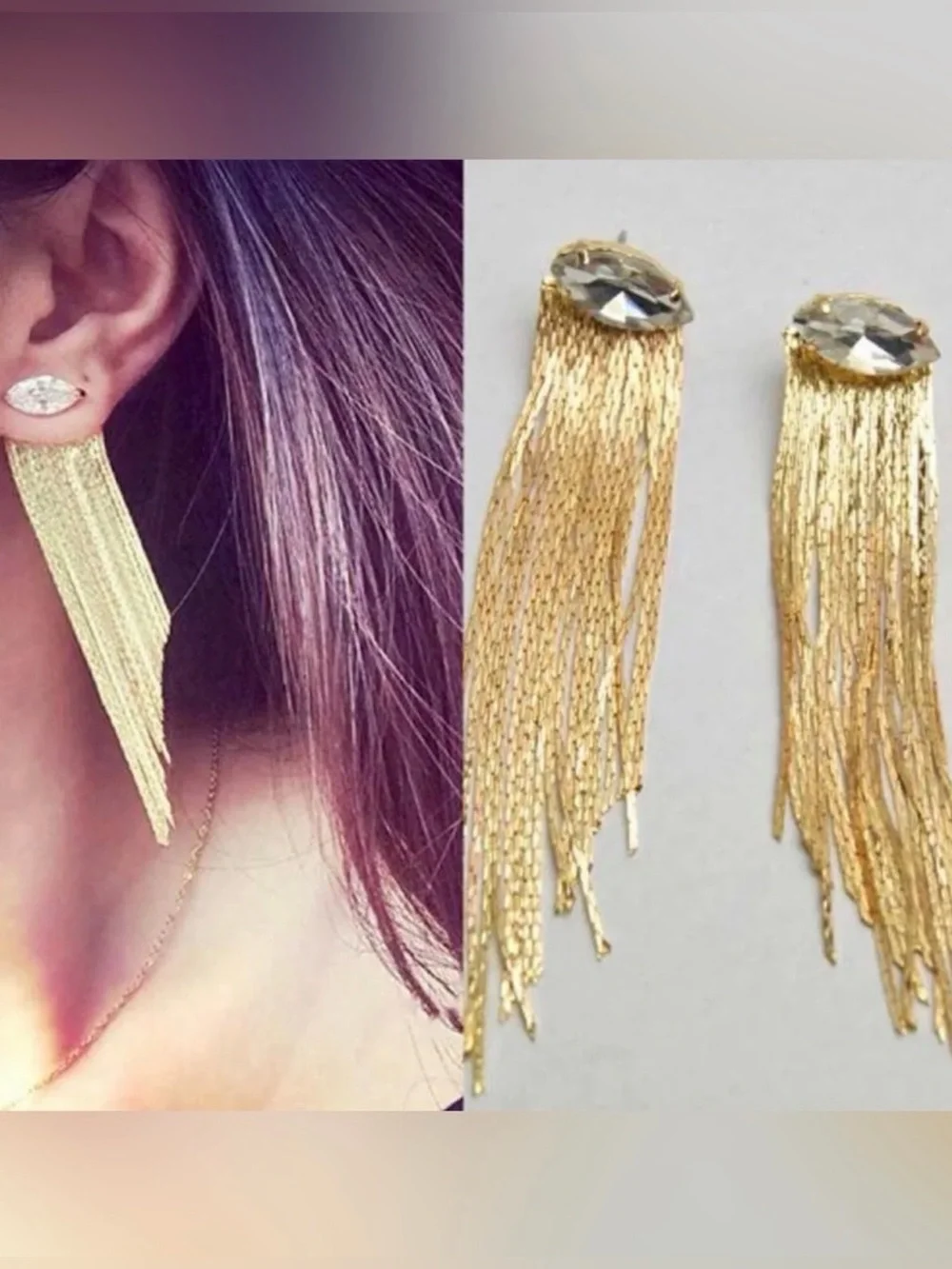 Crystal Tassel Earrings  Long Fringe Drop Earrings